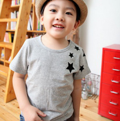 Korean Version Star Pattern Short-Sleeved Cotton T-shirt