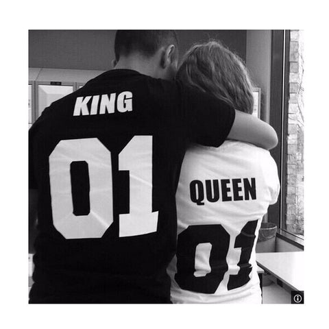 King Queen Print Couples Leisure T-shirt