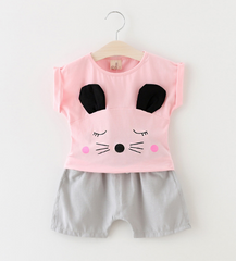 Cute Wink Cat Short Sleeve T-shirt + Short Pants Clothes