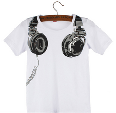 Headphone Pattern Short Sleeve T Shirt Tops Baby Clothes