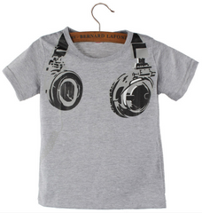 Headphone Pattern Short Sleeve T Shirt Tops Baby Clothes