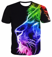 3D Animal Printed Lion Head Tshirt Mens