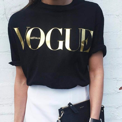 VOGUE Printed T-shirt Women Tops