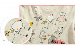 Autumn Winter 100% Cotton Kids T Shirt Cartoon Bird Long Sleeve