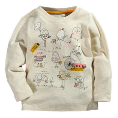 Autumn Winter 100% Cotton Kids T Shirt Cartoon Bird Long Sleeve