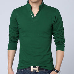 Men Clothes Solid Color Long Sleeve Slim Fit T Shirt