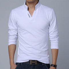 Men Clothes Solid Color Long Sleeve Slim Fit T Shirt