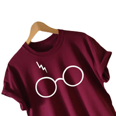 Womens Harry Potter Lightning Glasses Printed T-shirt Tees