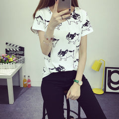 Cute Dog Printed Fashion Clothes T-shirts For Women