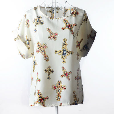 Unique Print Tops Short Sleeve