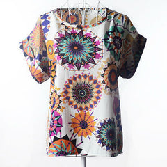 Unique Print Tops Short Sleeve