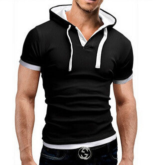 Hooded Sling Short-Sleeved Tees Male Camisa