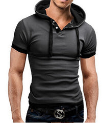 Hooded Sling Short-Sleeved Tees Male Camisa