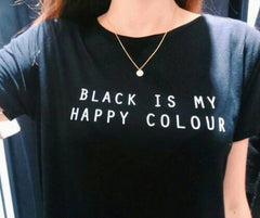 Black O Neck T Shirts Printing Fashion Tee