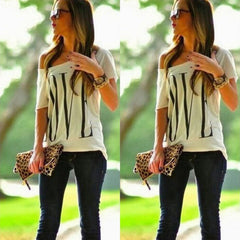 Casual Off One Shoulder Korean T-shirt