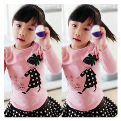 Cartoon Girl Print Long Sleeve T shirts Casual Blouse