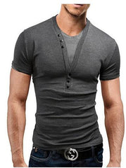 Short Sleeve Fake Two T Shirt V-Neck Slim Men T-Shirt