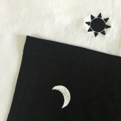 Harajuku Embroidery Letter Moon Night Day Sun Women T-shirt