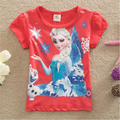 Children Tshirts Girls Tees Short Sleeve Elsa T-shirts