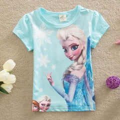 Children Tshirts Girls Tees Short Sleeve Elsa T-shirts