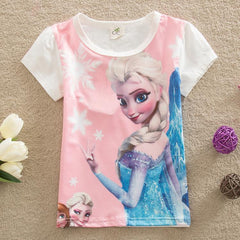 Children Tshirts Girls Tees Short Sleeve Elsa T-shirts