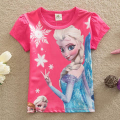 Children Tshirts Girls Tees Short Sleeve Elsa T-shirts