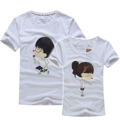 Men Women Short Sleeve Couples T Shirts Print Cartoon