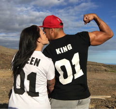 King Queen Print Couples Leisure T-shirt