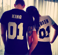 King Queen Print Couples Leisure T-shirt