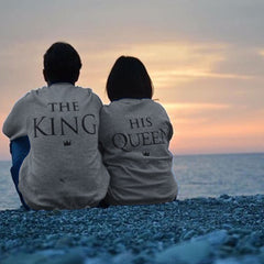 Couple Sweatshirt Hoodies Long Sleeve T Shirts King And Queen Print