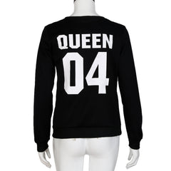 Queen King Letter Print Casual Hoodie Couple T Shirt