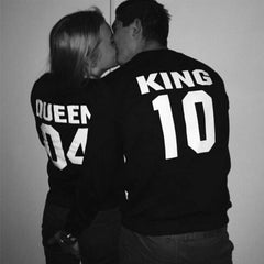 Queen King Letter Print Casual Hoodie Couple T Shirt