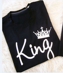 Summer T-Shirt Couple O-neck King Queen Crown Letter Print