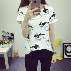 Cute Dog Printed Fashion Clothes T-shirts For Women