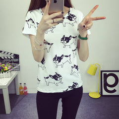 Cute Dog Printed Fashion Clothes T-shirts For Women