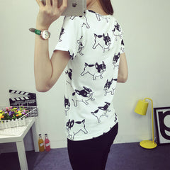 Cute Dog Printed Fashion Clothes T-shirts For Women