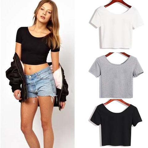 Sexy Crop Top Ladies Short Sleeve T-shirt