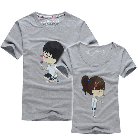 Men Women Short Sleeve Couples T Shirts Print Cartoon