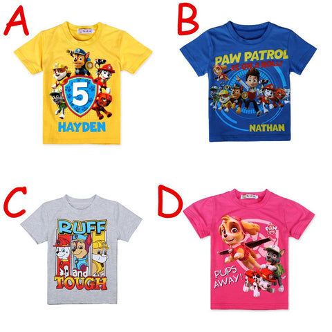 Children Cartoon Paw Partrol Clothing Boy Cotton O-neck T Shirts