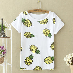 Loose Short Sleeve T-shirt Harajuku Style Fruit Printed