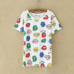 Loose Short Sleeve T-shirt Harajuku Style Fruit Printed