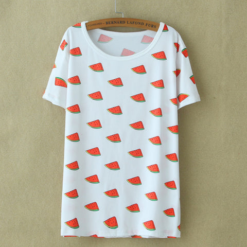 Loose Short Sleeve T-shirt Harajuku Style Fruit Printed