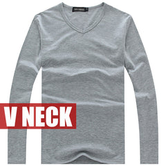 High-elastic Cotton T-shirts Men's Long Sleeve V-neck