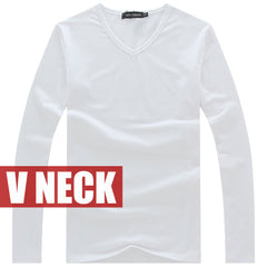 High-elastic Cotton T-shirts Men's Long Sleeve V-neck