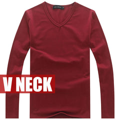 High-elastic Cotton T-shirts Men's Long Sleeve V-neck