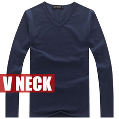 High-elastic Cotton T-shirts Men's Long Sleeve V-neck