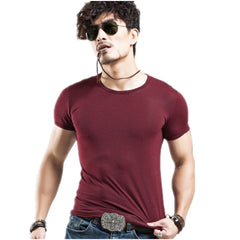 V-neck Short Sleeve T-shirt Men Fashion Trends Fitness Shirt